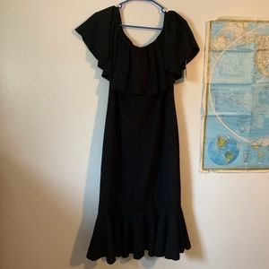 Lularoe Cici Off Shoulder Ruffle Midi Dress Black